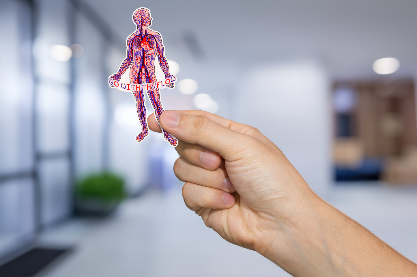 Go With The Flow Sticker - Anatomical Human with Arteries and Veins Design