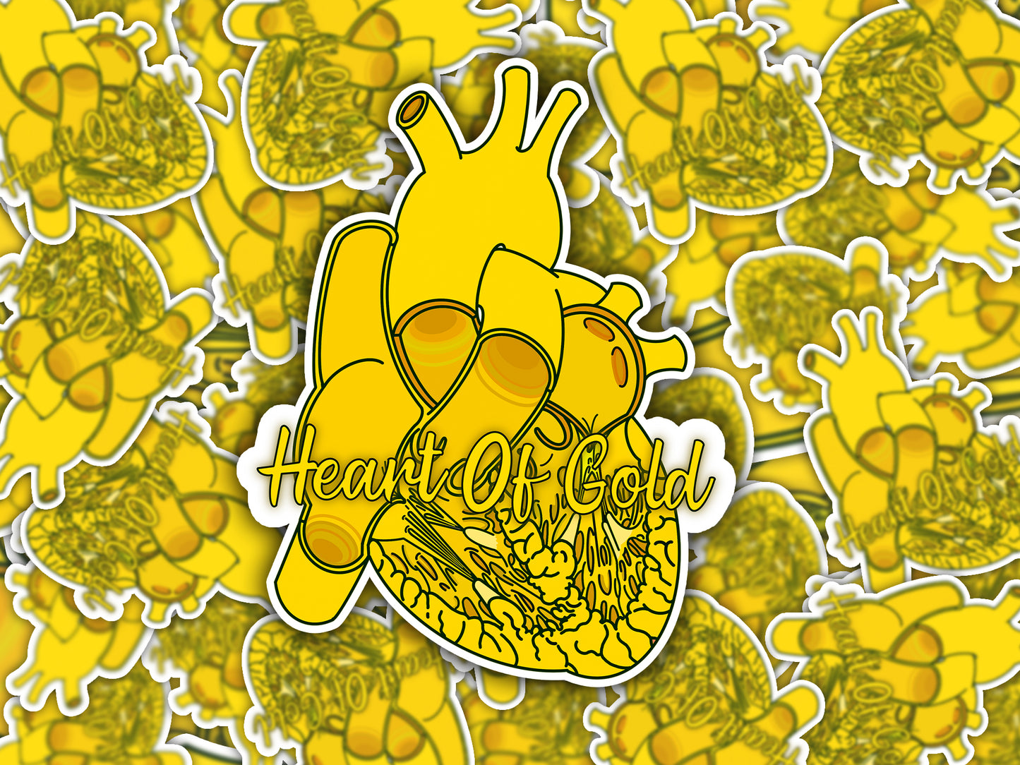 Heart Of Gold - Anatomical Heart Sticker