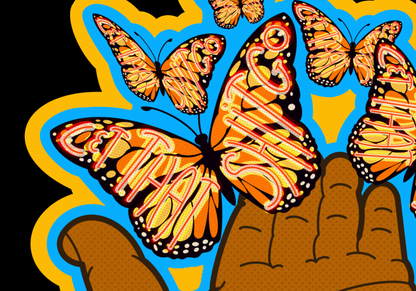 Let That Shit Go - Inspirational/Fun Butterfly Sticker