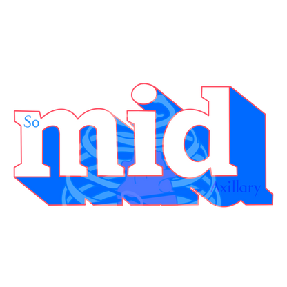 Blue and white text with 'mid' and 'So mid' on a white background