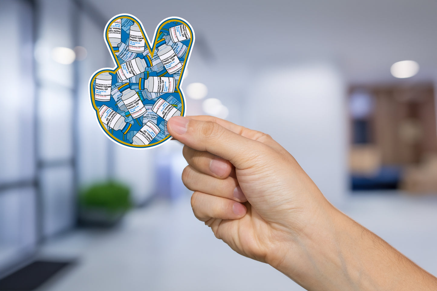 Peace and Quiet - Funny Propofol Peace Sign Sticker