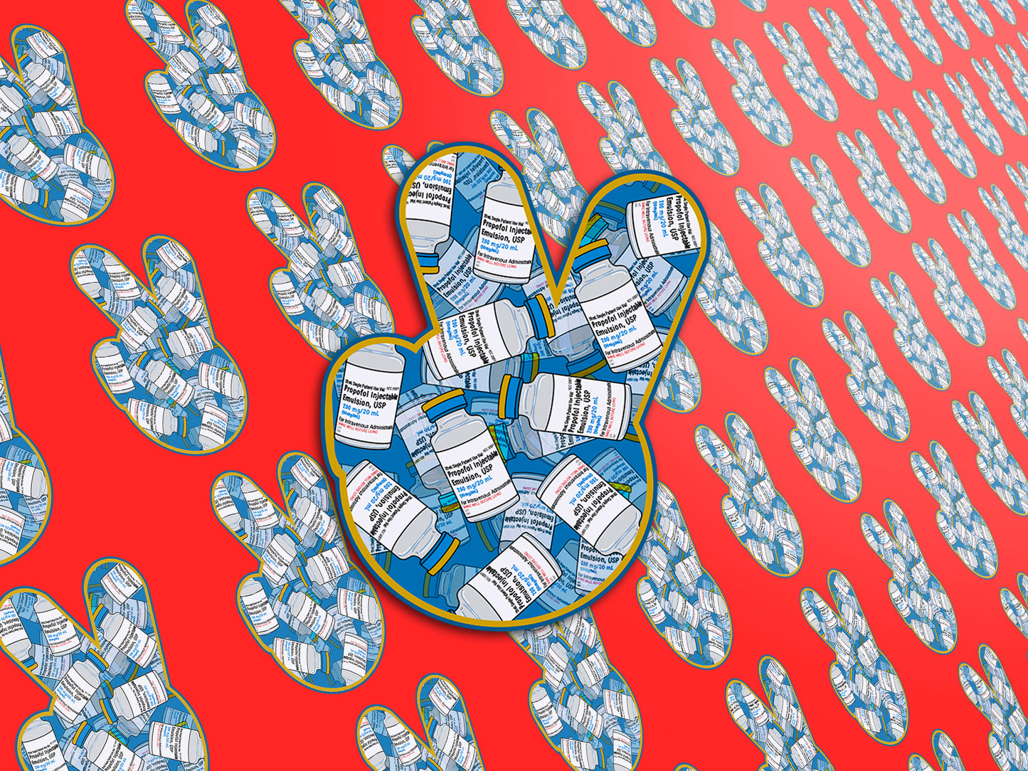 Peace and Quiet - Funny Propofol Peace Sign Sticker