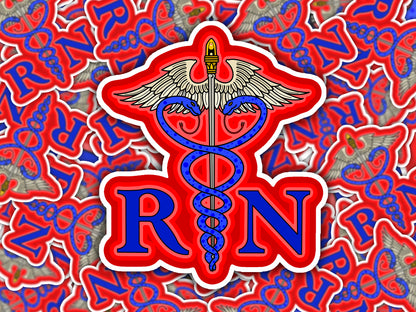Medical Caduceus RN Sticker