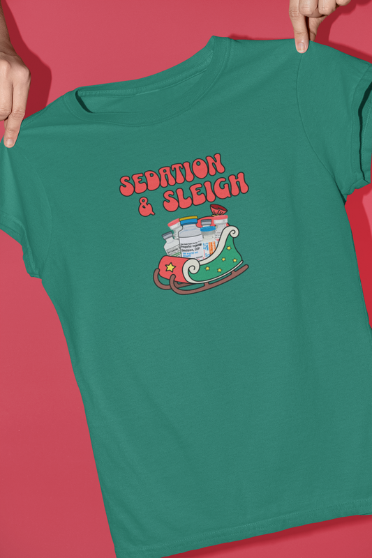 Sedation & Sleigh Christmas Shirt, ICU RN Holiday