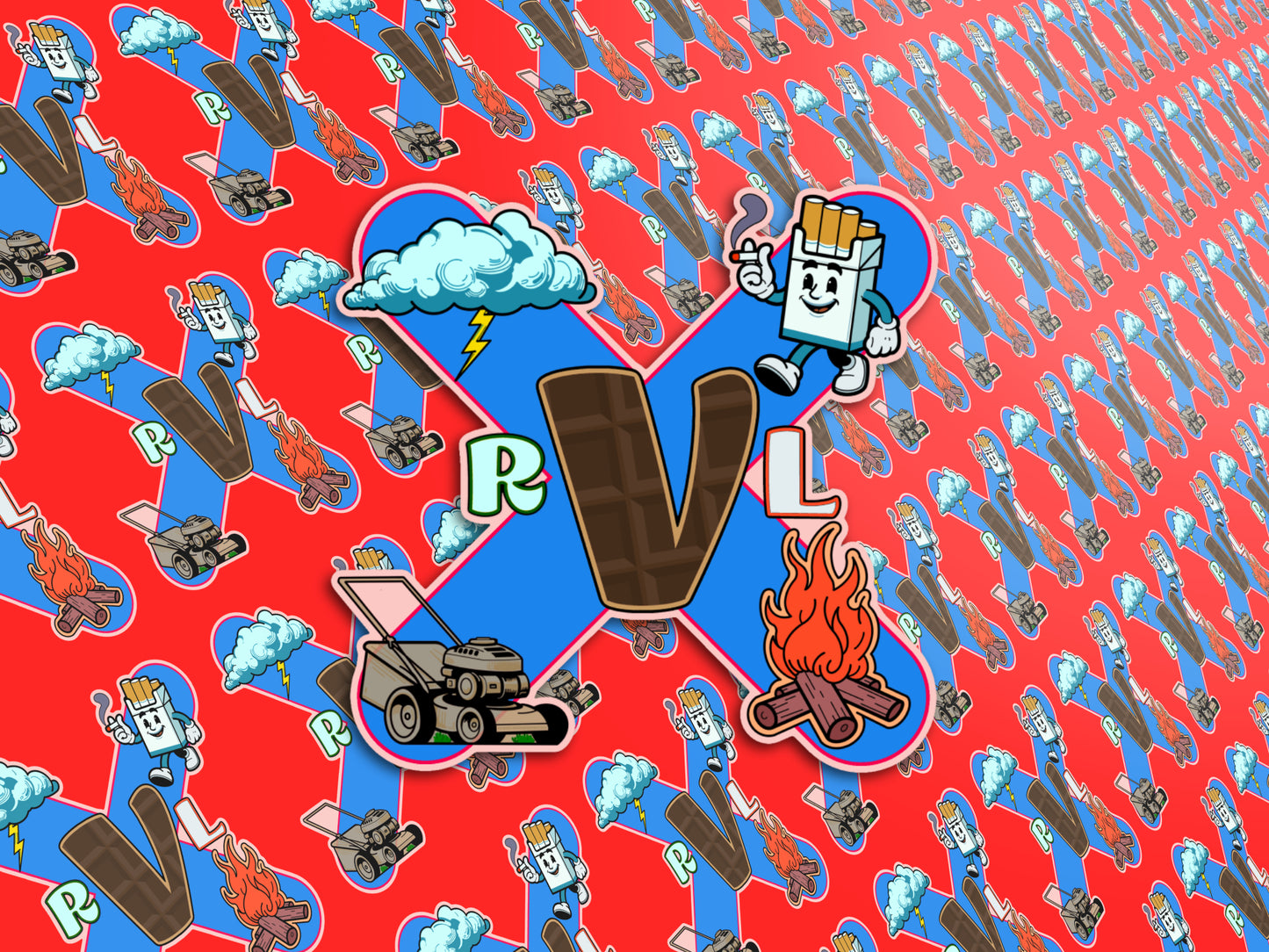 Smoke Over Fire, Clouds Over Grass, EKG Sticker