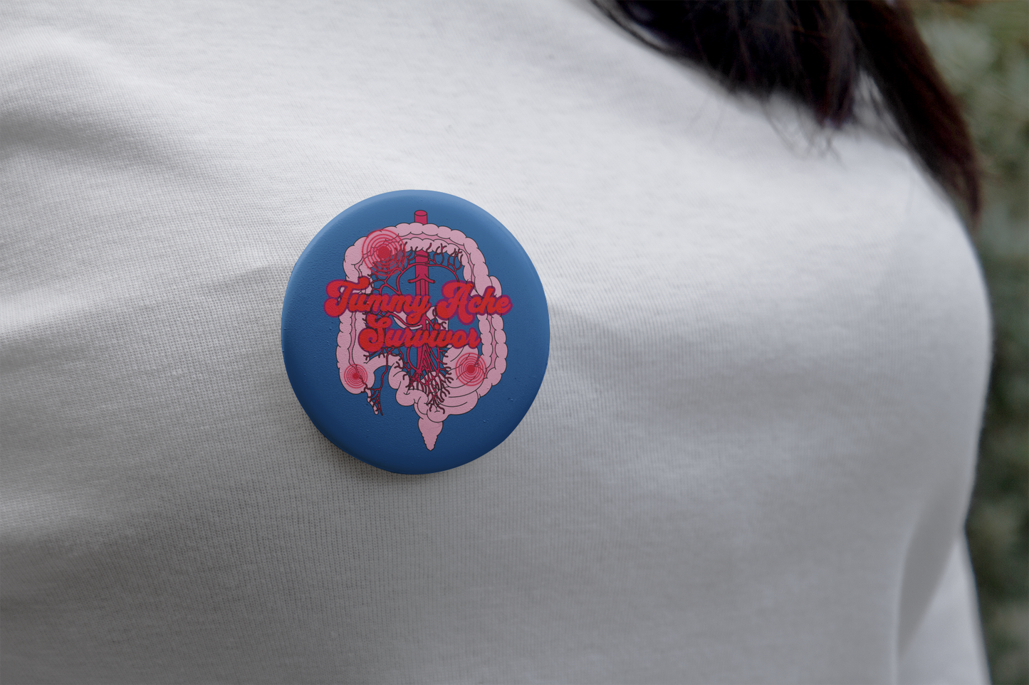 Tummy Ache Survivor Button