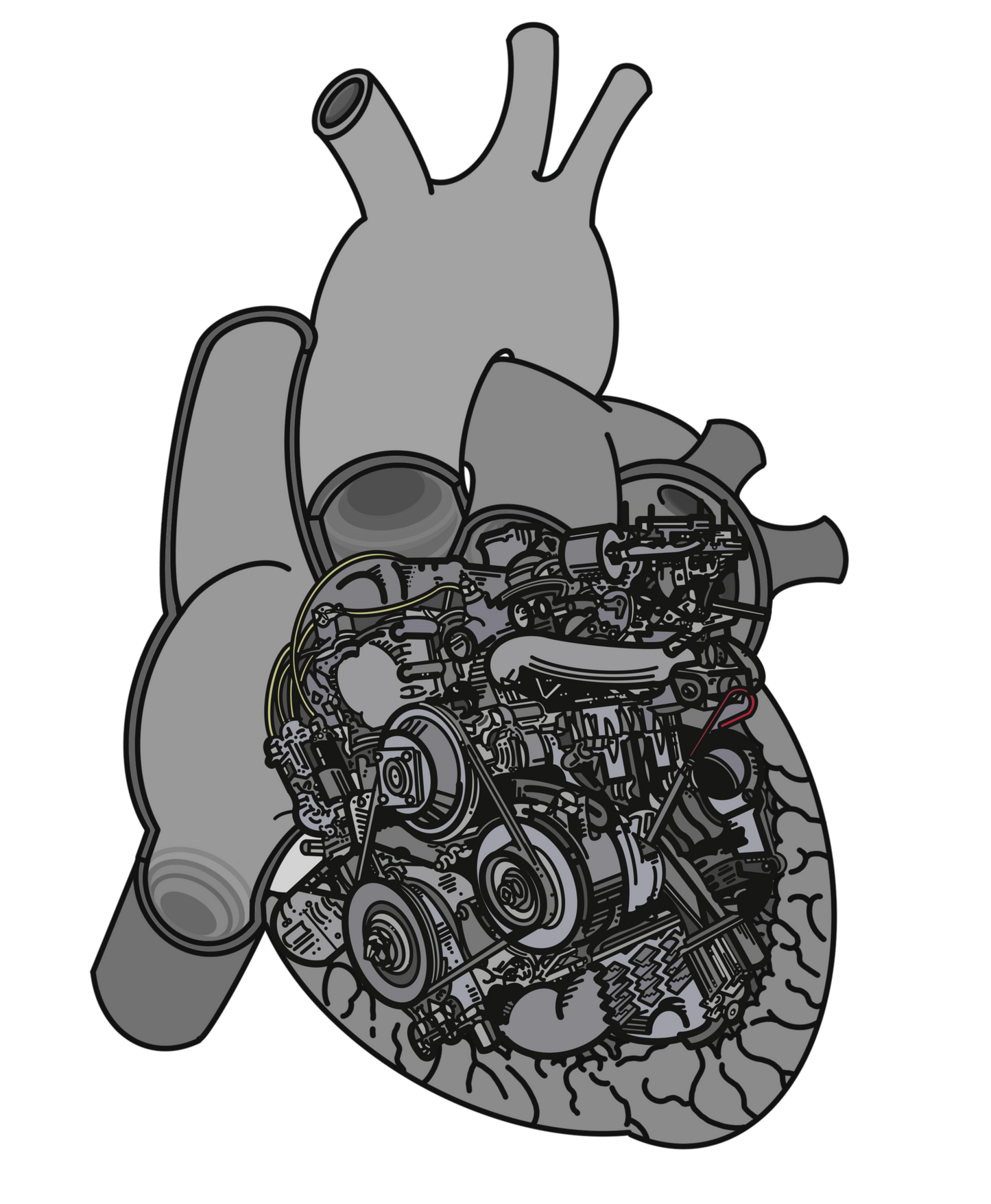 Valves and Ventricles - Heart Anatomy/Car Engine Mash Up T-Shirt
