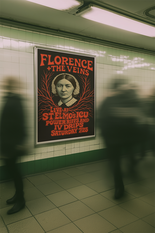 Florence + The Veins: Retro Nursing Rock Poster Featuring Ol' Flo Herself
